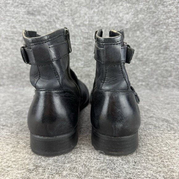 ✅Born Boots Womens Sz 7 Raisa Black Leather Side Zip Ankle Bootie Buckle Accents - Picture 8 of 10